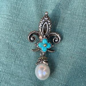 Barbara Bixby Multi-Gemstone Fleur De Lis Enhancer Sterling/18K